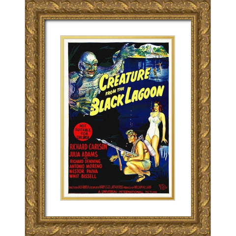 Creature From the Black Lagoon Gold Ornate Wood Framed Art Print with Double Matting by Hollywood Photo Archive
