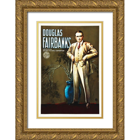 Douglas Fairbanks stock poster, 1920s Gold Ornate Wood Framed Art Print with Double Matting by Hollywood Photo Archive