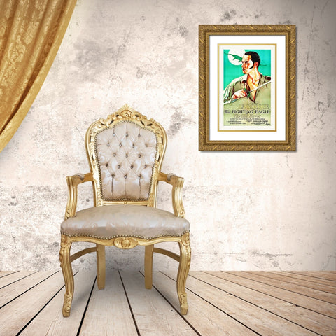 Fighting Eagle Gold Ornate Wood Framed Art Print with Double Matting by Hollywood Photo Archive