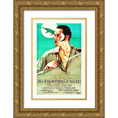 Fighting Eagle Gold Ornate Wood Framed Art Print with Double Matting by Hollywood Photo Archive