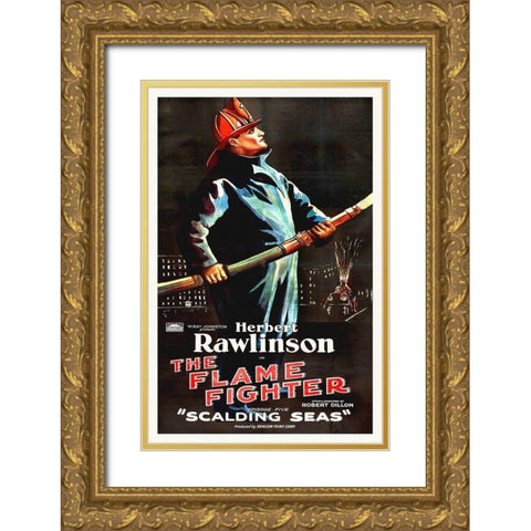Flame Fighter, Herbert Rawlinson 13 Gold Ornate Wood Framed Art Print with Double Matting by Hollywood Photo Archive