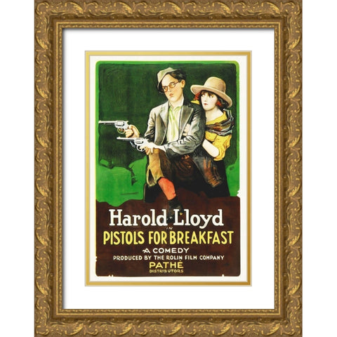 Harold Lloyd, Pistols For Breakfast Gold Ornate Wood Framed Art Print with Double Matting by Hollywood Photo Archive