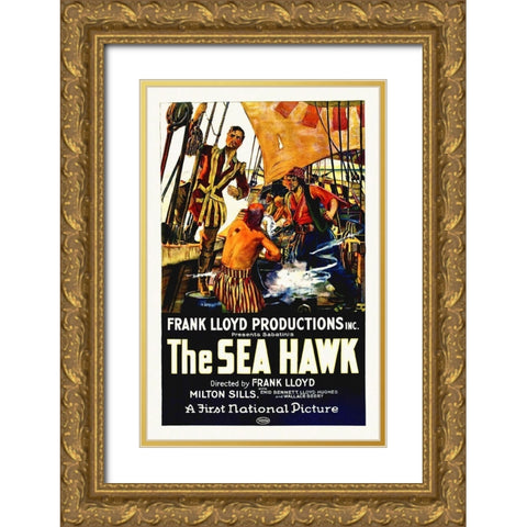 Milton Sills, Wallace Beery, The Sea Hawk, 1924 Gold Ornate Wood Framed Art Print with Double Matting by Hollywood Photo Archive