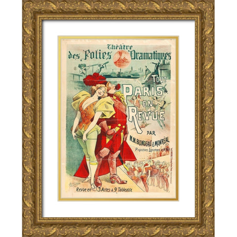Paris Revue 1893 Gold Ornate Wood Framed Art Print with Double Matting by Hollywood Photo Archive