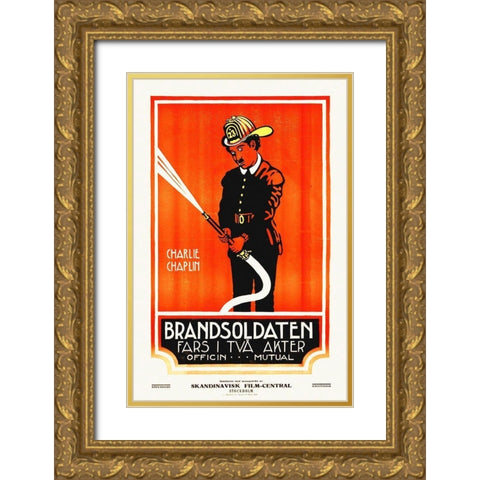 The Fireman Gold Ornate Wood Framed Art Print with Double Matting by Hollywood Photo Archive