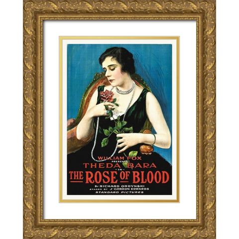 Theda Bara, The Rose of Blood,  1917 Gold Ornate Wood Framed Art Print with Double Matting by Hollywood Photo Archive