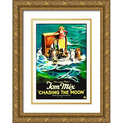 Tom Mix, Chasing The Moon, 1920 Gold Ornate Wood Framed Art Print with Double Matting by Hollywood Photo Archive