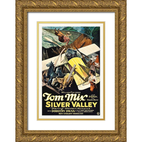 Tom Mix, Silver Fox,  1927 Gold Ornate Wood Framed Art Print with Double Matting by Hollywood Photo Archive