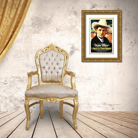 Tom Mix, The Great Train Robbery Gold Ornate Wood Framed Art Print with Double Matting by Hollywood Photo Archive