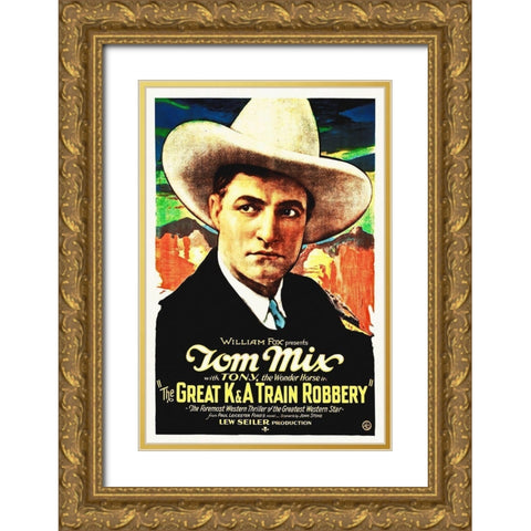 Tom Mix, The Great Train Robbery Gold Ornate Wood Framed Art Print with Double Matting by Hollywood Photo Archive