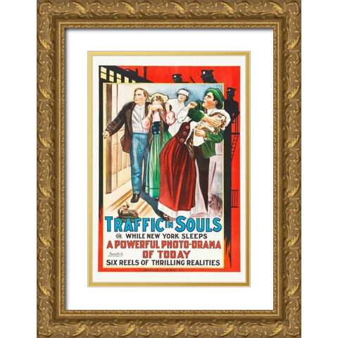 Traffic in Souls, 1913 Gold Ornate Wood Framed Art Print with Double Matting by Hollywood Photo Archive