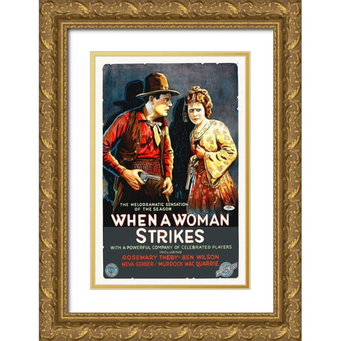 When A Woman Strikes, 1919 Gold Ornate Wood Framed Art Print with Double Matting by Hollywood Photo Archive