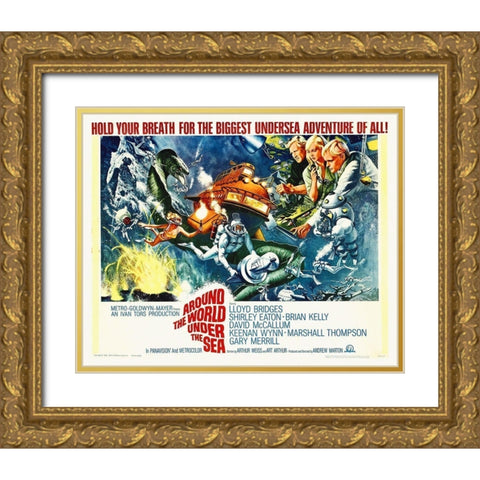 Around The World Under The Sea With Lloyd Bridges Gold Ornate Wood Framed Art Print with Double Matting by Hollywood Photo Archive