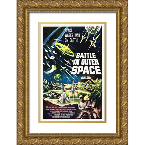 Battle In Outer Space Gold Ornate Wood Framed Art Print with Double Matting by Hollywood Photo Archive