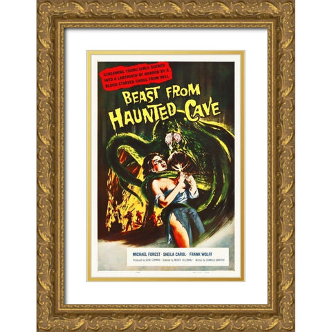 Beast From Haunted Cave, 1959 Gold Ornate Wood Framed Art Print with Double Matting by Hollywood Photo Archive