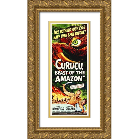 Curucu, Beast Of The Amazon, 1956 - Tall Gold Ornate Wood Framed Art Print with Double Matting by Hollywood Photo Archive
