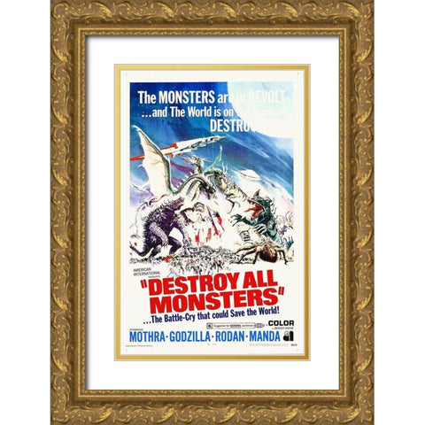Destroy All Monsters, 1968 Gold Ornate Wood Framed Art Print with Double Matting by Hollywood Photo Archive