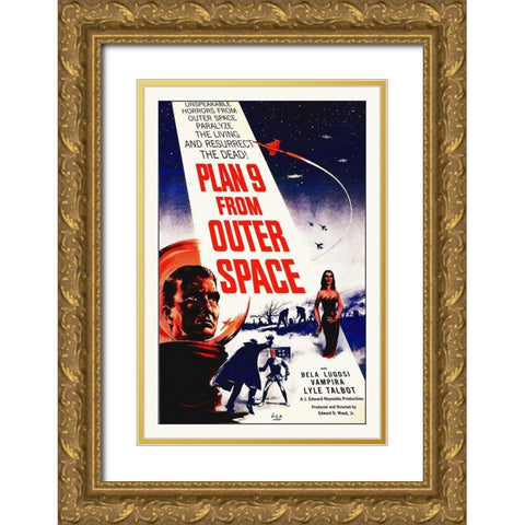 Plan Nine From Outer Space Gold Ornate Wood Framed Art Print with Double Matting by Hollywood Photo Archive