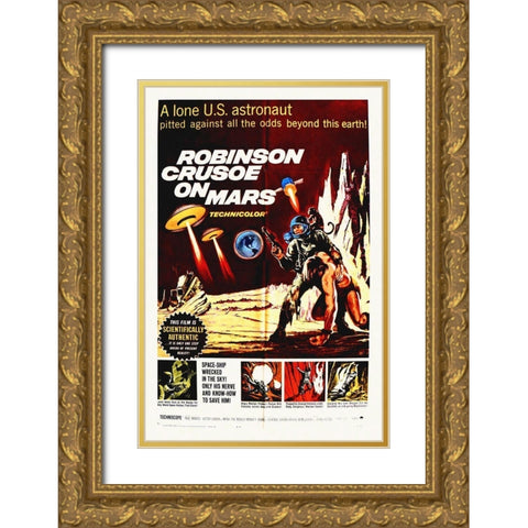 Robinson Crusoe On Mars - Dramatic Scenes Gold Ornate Wood Framed Art Print with Double Matting by Hollywood Photo Archive