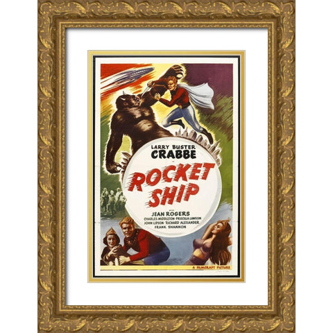 Rocket Ship with Buster Crabbe Gold Ornate Wood Framed Art Print with Double Matting by Hollywood Photo Archive