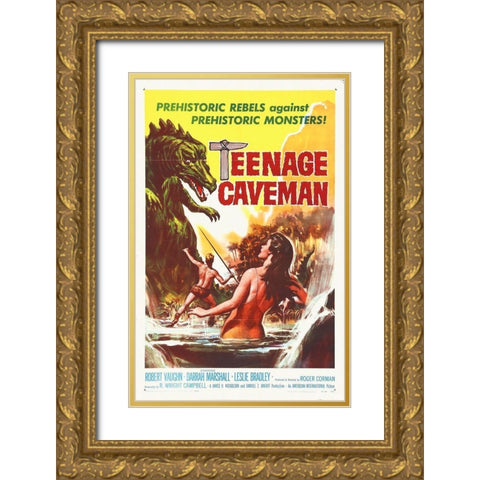 Teenage Caveman Gold Ornate Wood Framed Art Print with Double Matting by Hollywood Photo Archive