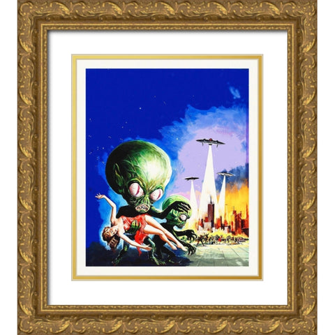 When Mars Attacks, 1954 Gold Ornate Wood Framed Art Print with Double Matting by Hollywood Photo Archive