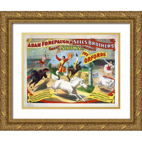 Adam Forepaugh and Sells Brothers - The Oxfords - William And Ella Oxford Gold Ornate Wood Framed Art Print with Double Matting by Hollywood Photo Archive