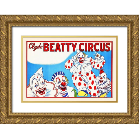 Clyde Beatty Circus Gold Ornate Wood Framed Art Print with Double Matting by Hollywood Photo Archive