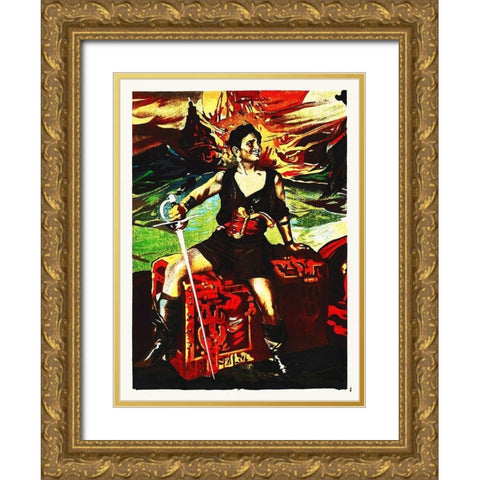 Fairbanks 1920 Watercolor Gold Ornate Wood Framed Art Print with Double Matting by Hollywood Photo Archive