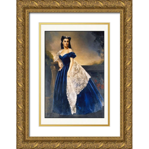 Gone With the Wind Principle Cast Portrait Scarlett O Hara Gold Ornate Wood Framed Art Print with Double Matting by Hollywood Photo Archive