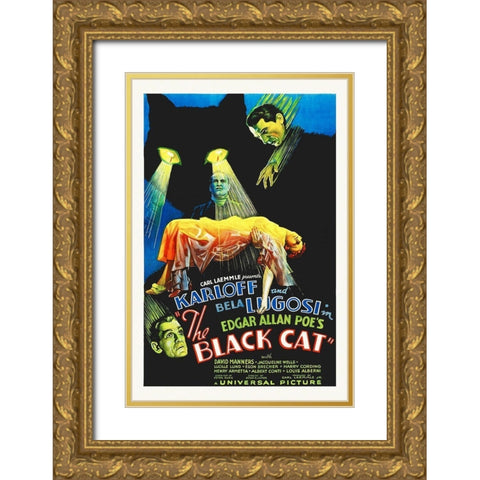 The Black Cat Gold Ornate Wood Framed Art Print with Double Matting by Hollywood Photo Archive