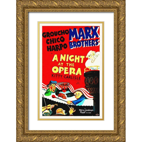 Marx Brothers - A Night at the Opera 02 Gold Ornate Wood Framed Art Print with Double Matting by Hollywood Photo Archive