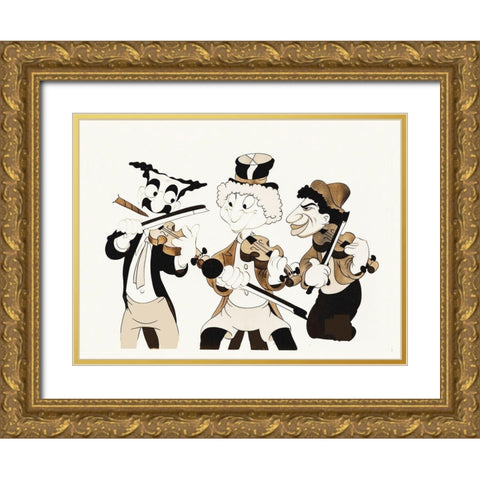Marx Brothers - Cartoon - Fiddling Gold Ornate Wood Framed Art Print with Double Matting by Hollywood Photo Archive