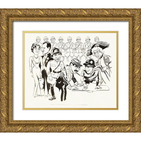 Marx Brothers - Duck Soup - Drawings 02 Gold Ornate Wood Framed Art Print with Double Matting by Hollywood Photo Archive