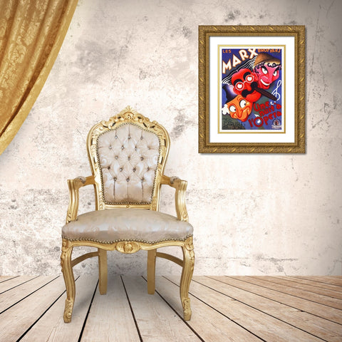 Marx Brothers - French - A Night at the Opera 01 Gold Ornate Wood Framed Art Print with Double Matting by Hollywood Photo Archive