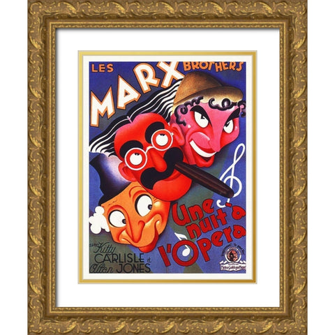 Marx Brothers - French - A Night at the Opera 01 Gold Ornate Wood Framed Art Print with Double Matting by Hollywood Photo Archive