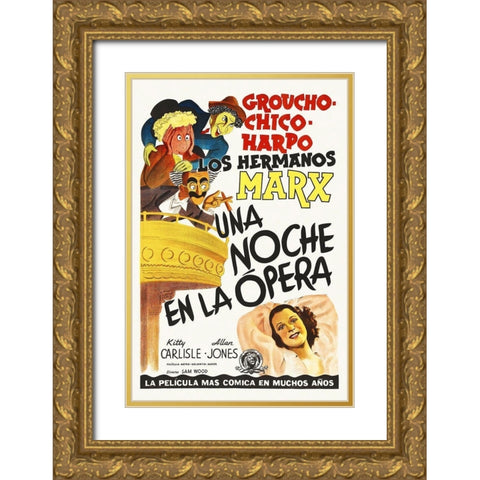 Marx Brothers - French - A Night at the Opera 02 Gold Ornate Wood Framed Art Print with Double Matting by Hollywood Photo Archive