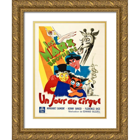 Marx Brothers - French - At the Circus 01 Gold Ornate Wood Framed Art Print with Double Matting by Hollywood Photo Archive