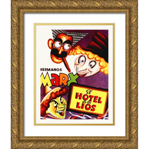 Marx Brothers - Spanish - Room Service 01 Gold Ornate Wood Framed Art Print with Double Matting by Hollywood Photo Archive