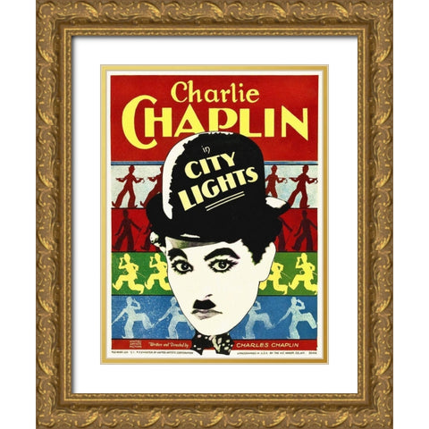 Charlie Chaplin - City Lights, 1931 Gold Ornate Wood Framed Art Print with Double Matting by Hollywood Photo Archive