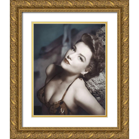 Anne Baxter Gold Ornate Wood Framed Art Print with Double Matting by Hollywood Photo Archive