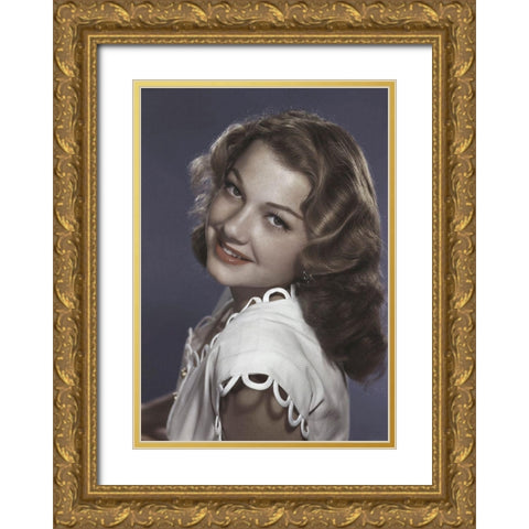 Anne Baxter Gold Ornate Wood Framed Art Print with Double Matting by Hollywood Photo Archive