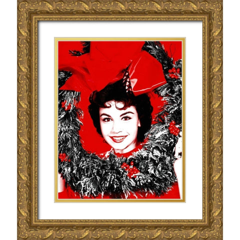 Annette  Funicello Gold Ornate Wood Framed Art Print with Double Matting by Hollywood Photo Archive