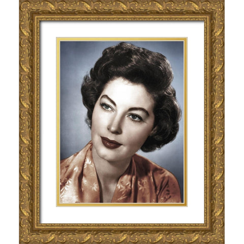 Ave Gardner Gold Ornate Wood Framed Art Print with Double Matting by Hollywood Photo Archive