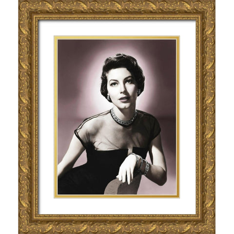 Ave Gardner Gold Ornate Wood Framed Art Print with Double Matting by Hollywood Photo Archive
