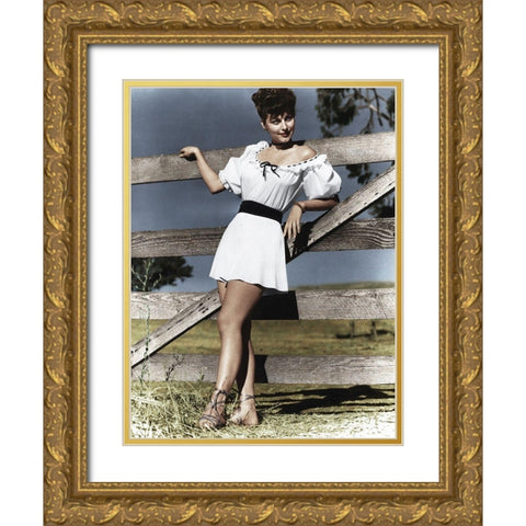 Ave Gardner Gold Ornate Wood Framed Art Print with Double Matting by Hollywood Photo Archive