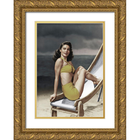 Ave Gardner Gold Ornate Wood Framed Art Print with Double Matting by Hollywood Photo Archive