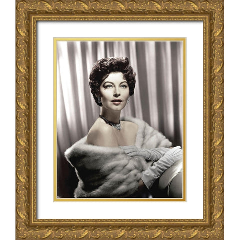 Ave Gardner Gold Ornate Wood Framed Art Print with Double Matting by Hollywood Photo Archive