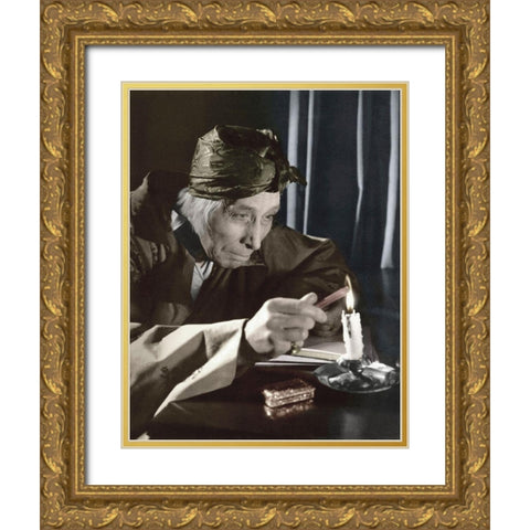 George Arliss - Voltaire Gold Ornate Wood Framed Art Print with Double Matting by Hollywood Photo Archive