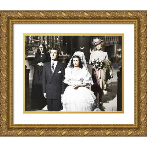 Joan Bennett - Secret Beyond the Door Gold Ornate Wood Framed Art Print with Double Matting by Hollywood Photo Archive